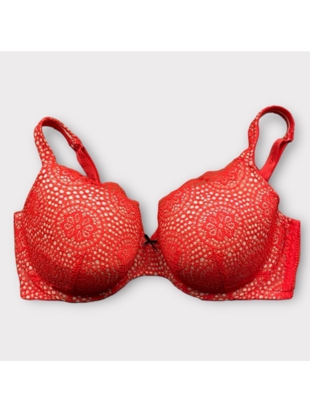 Cacique Lace T-Shirt Bra Red Orange 44DD